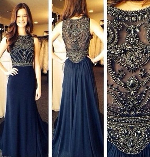 Chiffon Prom Dress O Neck Beautiful Beading Floor Chiffon Prom Dress O Neck Beautiful Beading Floor Length Graduation Dresson L016