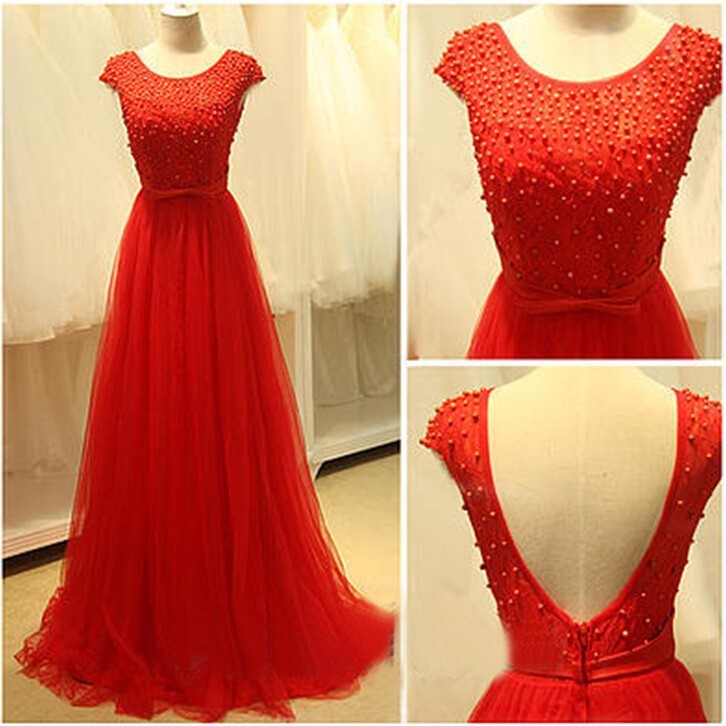 simple red dress long