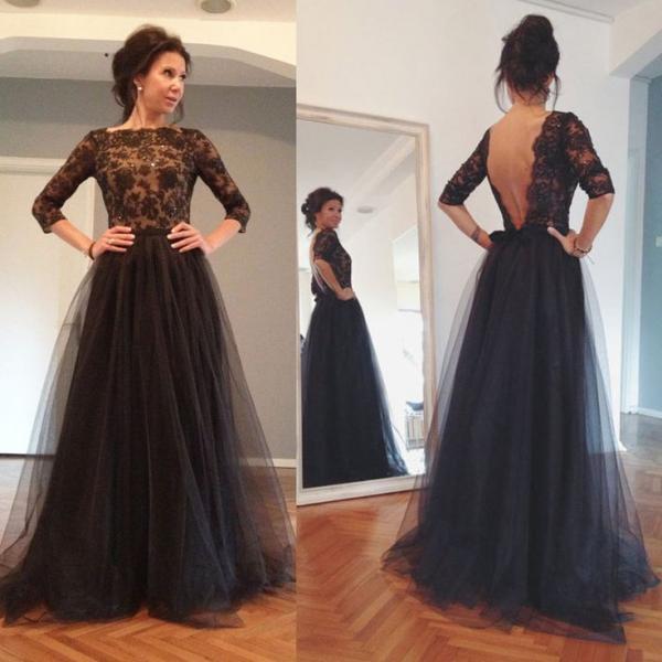 Womens A Line Round Neck Lace Bridesmaid Dress Long Chiffon Formal Evening Gown