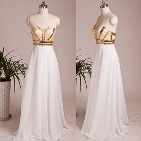Sweatheart Neck Prom Dress,strapless Prom Dress,long Prom Dress,white ...